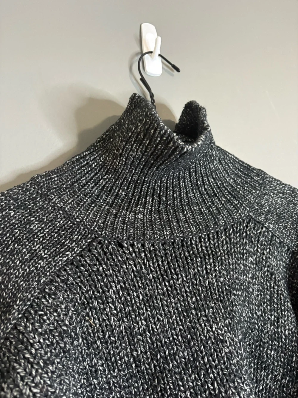 Zara Knit Black & White Marled Cropped Turtleneck Sweater Balloon Sleeve Size S - Picture 5 of 7